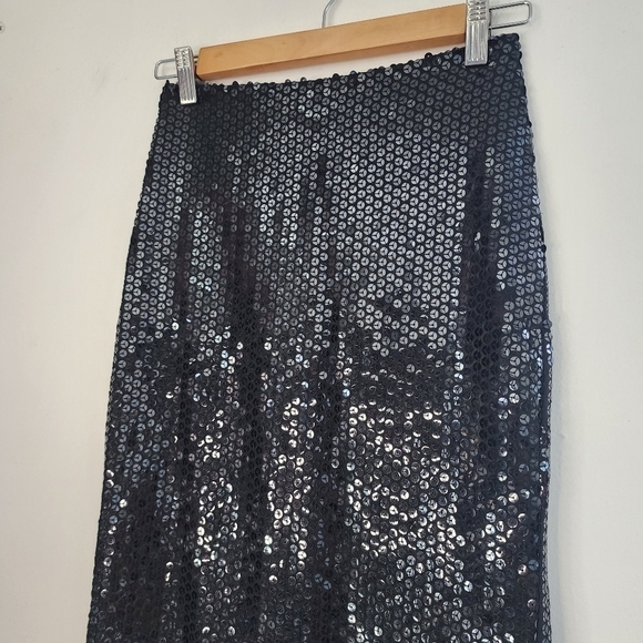 lloyd klein Paris Black sequin skirt event party Shimmer NYE Holiday - Picture 4 of 9